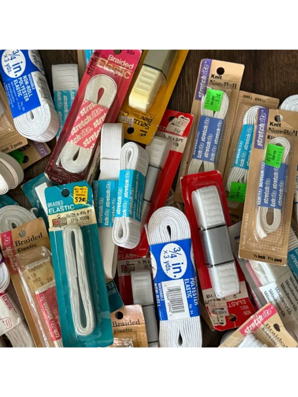 Vintage Sewing Craft Lot NIP Elastic Assorted Sizes & Brands 45 Pc.
